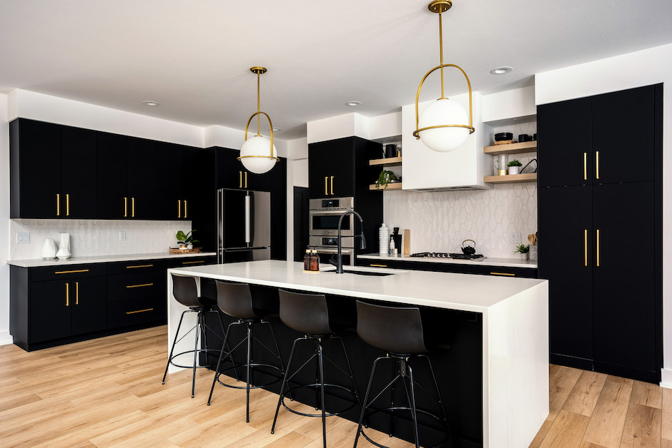 black and white kitchen