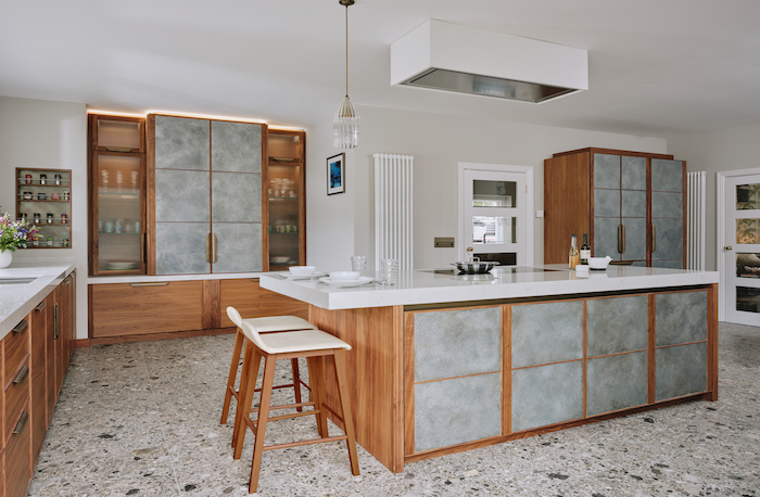 kitchen with island and pantry closet