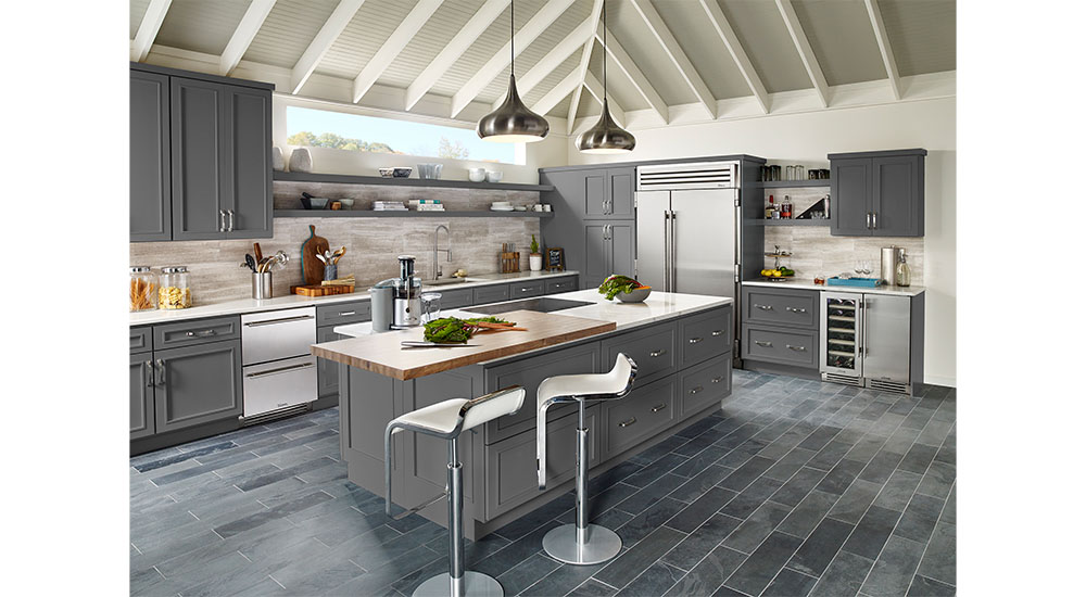 modern kitchen work triangle in a chef's kitchen with true refrigerators