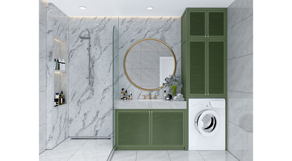 jumbo quartz slabs in shower stall
