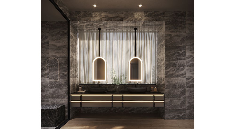 Robern Sculpt Hanging Lighted Mirror