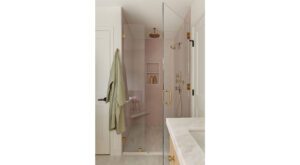 pink tile in shower stall