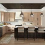 stephanie pierce masterbrand kitchen trend light wood cabinets with dark island