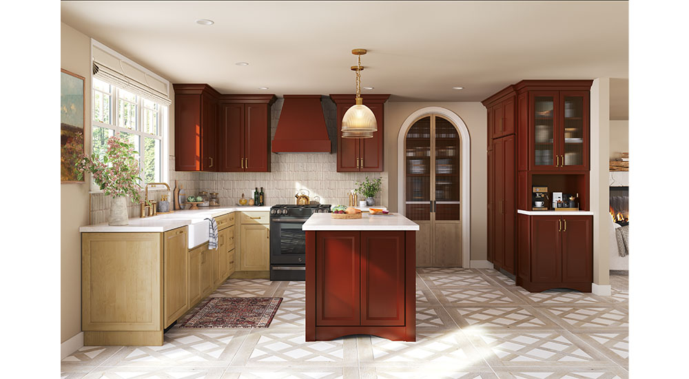 masterbrand kitchen trend mixed finish cabinets