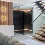 wine room with glass walls