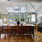 well lit farmhouse kitchen with skylight