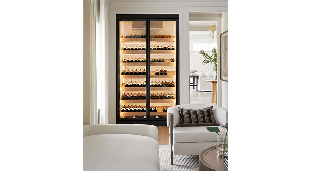 lighted wine cabinet by feather hill