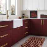 kitchen design two tone cabinet burgundy and white