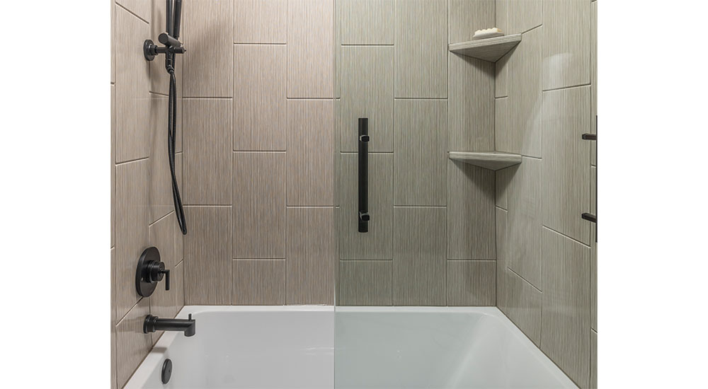 alcove tub with corner shelving by Jenny marrs