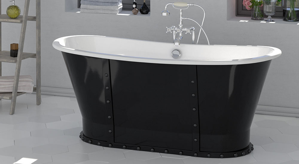 Magnus Home Montrose Cast Iron Skirted Bateau Tub