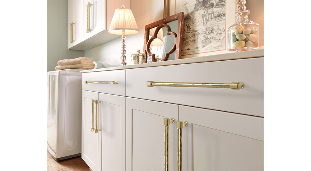 gold amerock cabinet hardware on white cabinets
