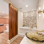 glass sink in basement wellness spa