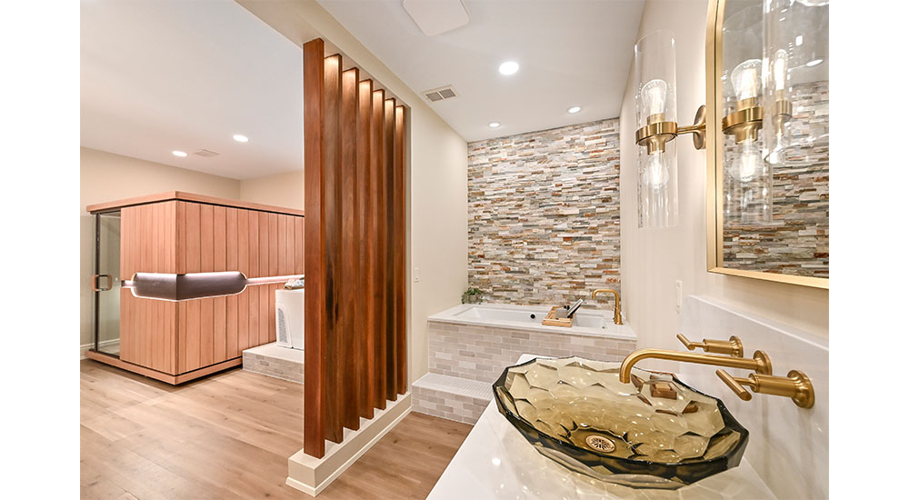 glass sink in basement wellness spa