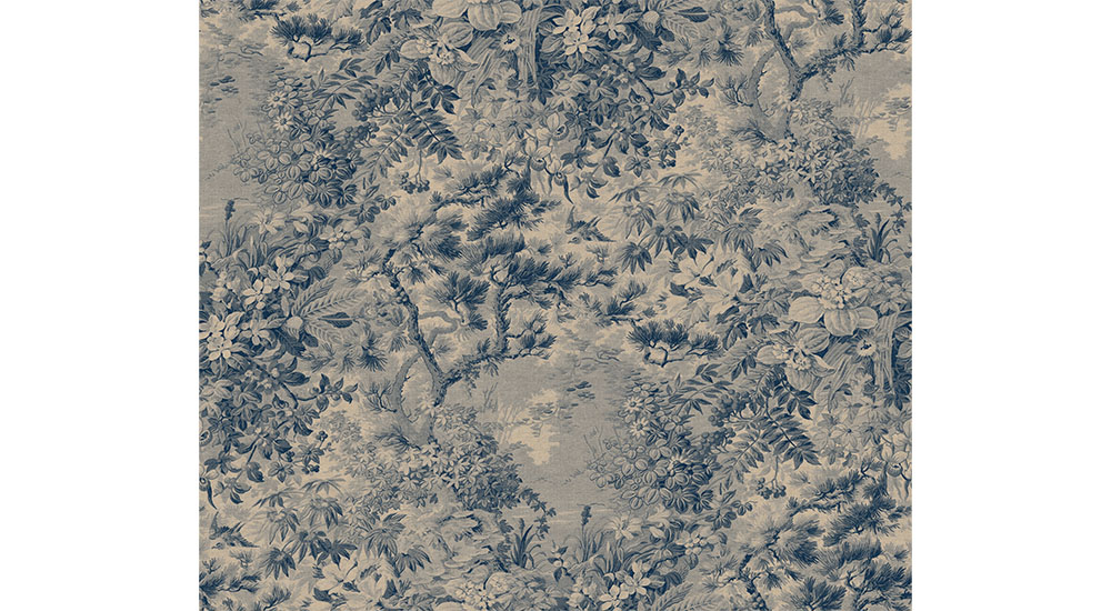 blue toile wallpaper