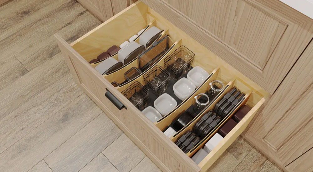 Rev-A-Shelf Walnut Craftsman Collection Adjustable Deep Drawer Divider Inserts