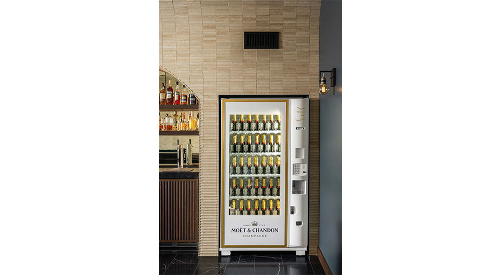 champagne vending machine in home lounge