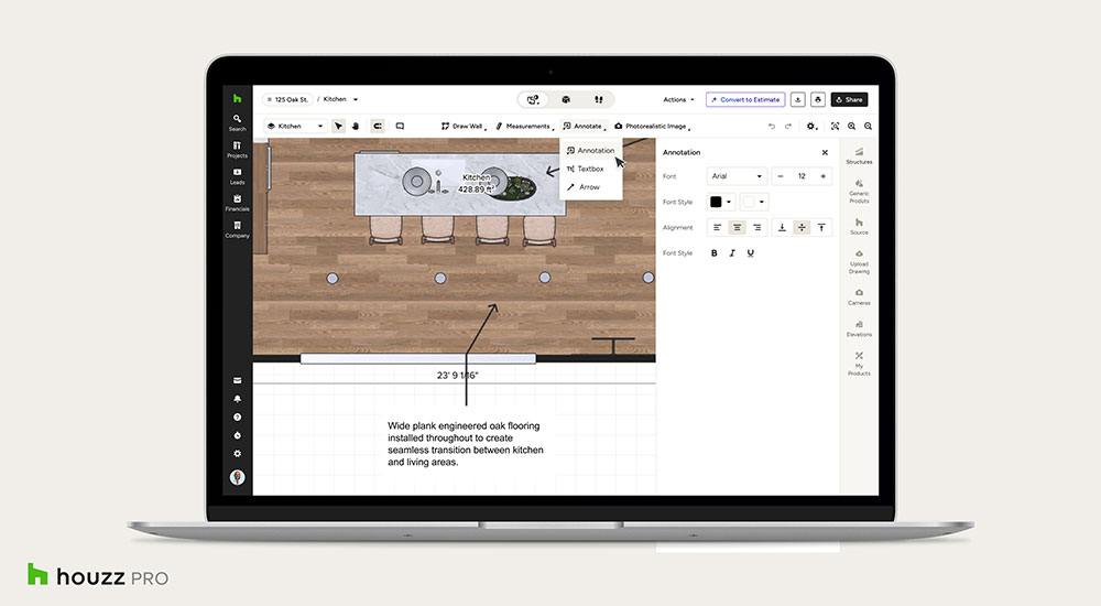 Houzz Pro 3D visualization tool