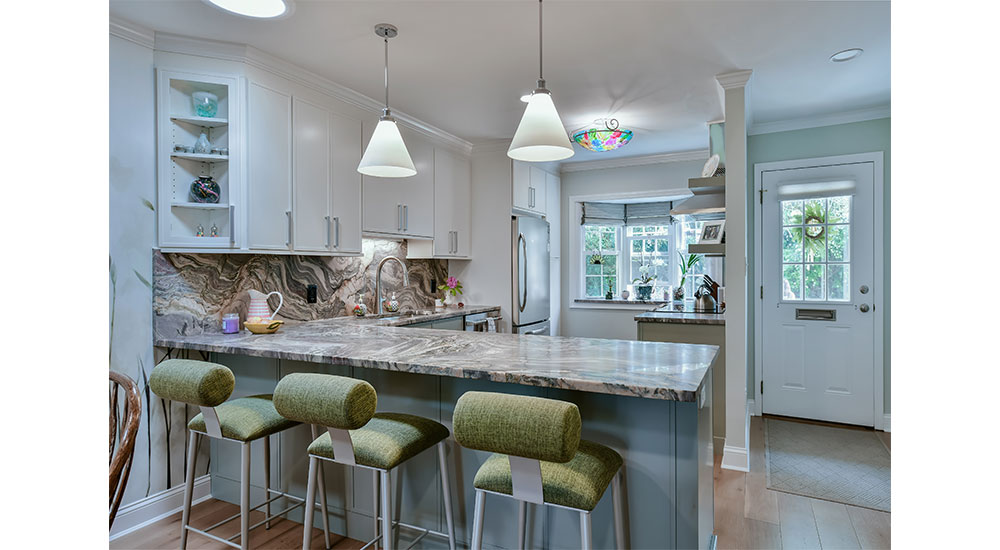 Lori Miller's kitchen project using recycled materials for sustainability column in March/April 2026
