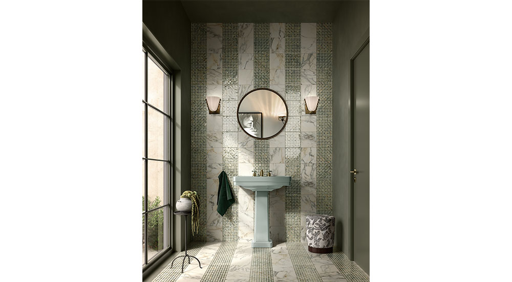 faetano tile metallic bathroom wall