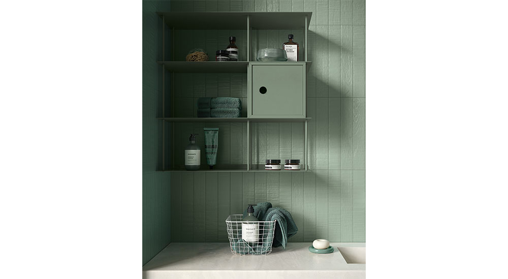 green textured wall tile