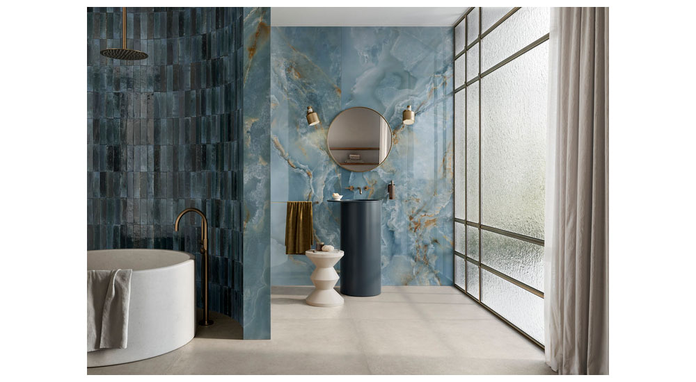 ragno incanto tile on bathroom wall