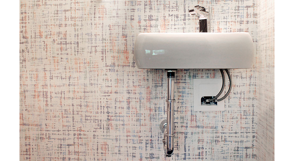 wall mounted sink with water lines