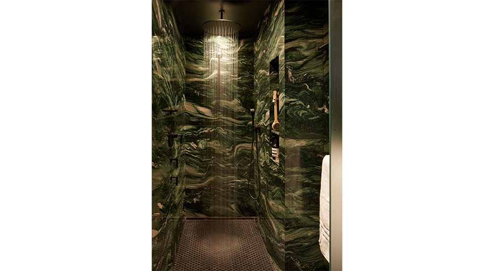 green marble shower enclosure