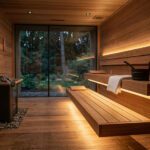 home sauna with garden view