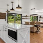 kitchen with microwave drawer designed for aging in place and longevity