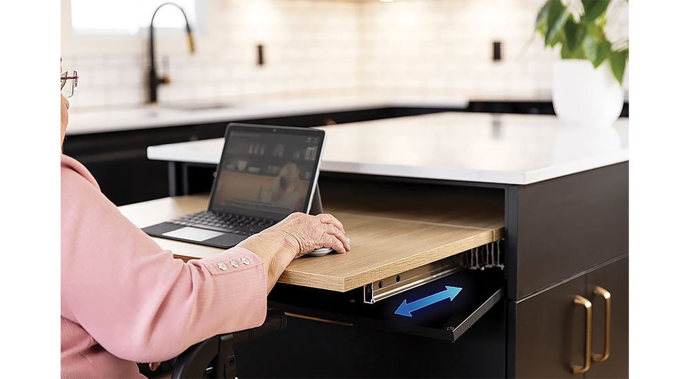 pull-out desk surface installed at kitchen island