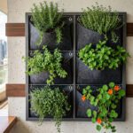 living herb wall with pockets in high rise kitchen